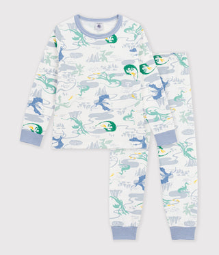 Children's Long-Sleeved Pyjamas in Fleece with a Dragon Print