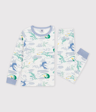 Children's Long-Sleeved Pyjamas in Fleece with a Dragon Print
