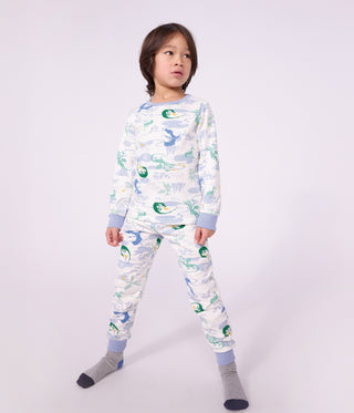 Children's Long-Sleeved Pyjamas in Fleece with a Dragon Print