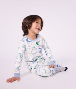Children's Long-Sleeved Pyjamas in Fleece with a Dragon Print