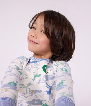 Children's Long-Sleeved Pyjamas in Fleece with a Dragon Print
