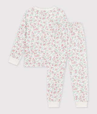 Children's Long-Sleeved Fleece Pyjamas with Flowers