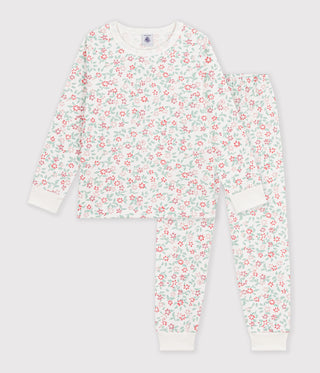 Children's Long-Sleeved Fleece Pyjamas with Flowers