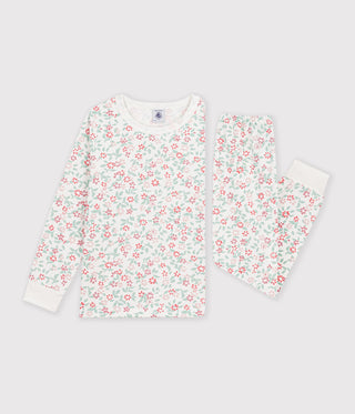 Children's Long-Sleeved Fleece Pyjamas with Flowers