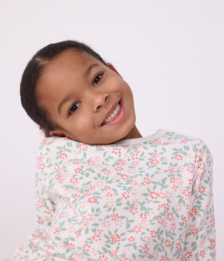 Children's Long-Sleeved Fleece Pyjamas with Flowers