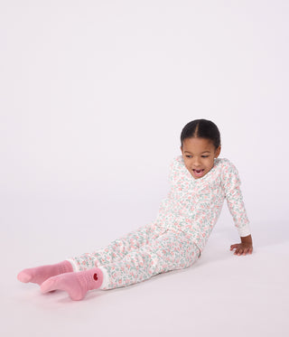 Children's Long-Sleeved Fleece Pyjamas with Flowers