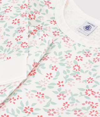 Children's Long-Sleeved Fleece Pyjamas with Flowers