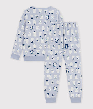 Children's Long-Sleeved Snowman-Print Velour Pyjamas