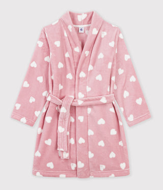 Girls' Heart Printed Fleece Dressing Gown