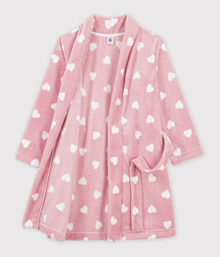 Girls' Heart Printed Fleece Dressing Gown