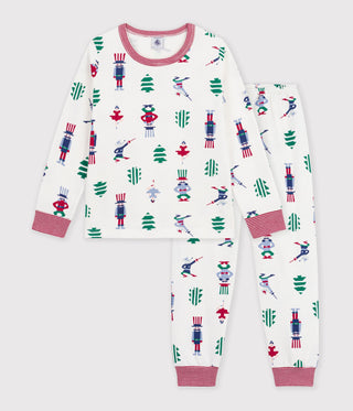 Children's Long-Sleeved Christmas Print Fleece Pyjamas