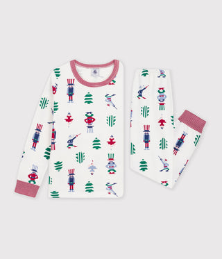 Children's Long-Sleeved Christmas Print Fleece Pyjamas