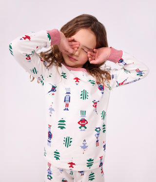 Children's Long-Sleeved Christmas Print Fleece Pyjamas