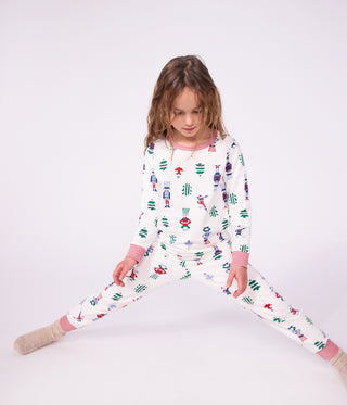 Children's Long-Sleeved Christmas Print Fleece Pyjamas