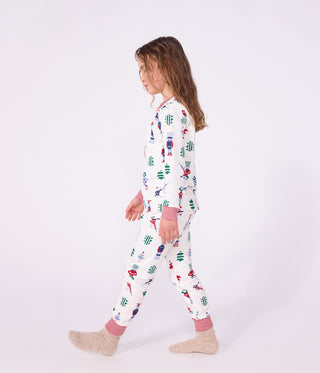Children's Long-Sleeved Christmas Print Fleece Pyjamas