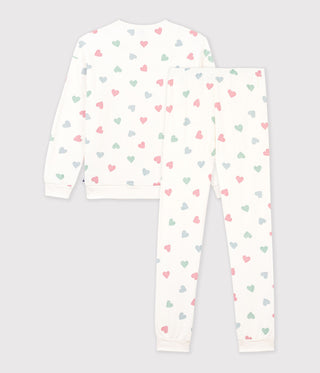 Women's Long-Sleeved Cotton Terry Printed with Hearts Pyjamas