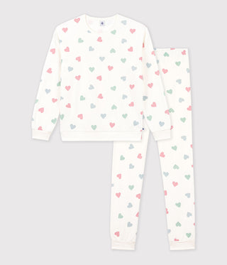 Women's Long-Sleeved Cotton Terry Printed with Hearts Pyjamas