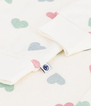 Women's Long-Sleeved Cotton Terry Printed with Hearts Pyjamas