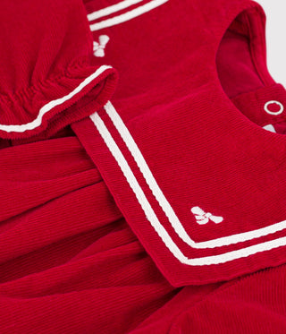 Babies' Short Jumpsuit in Plain Velour with a Collar