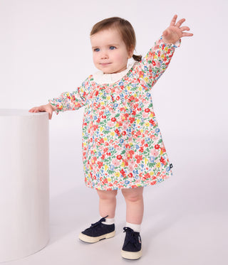Babies' Long Sleeved Floral-Print Cotton Dress