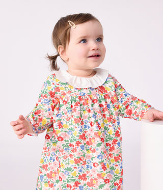 Babies' Long Sleeved Floral-Print Cotton Dress