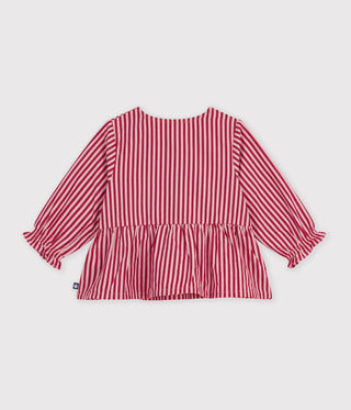 Babies' Long-Sleeved Stripy Cotton Blouse