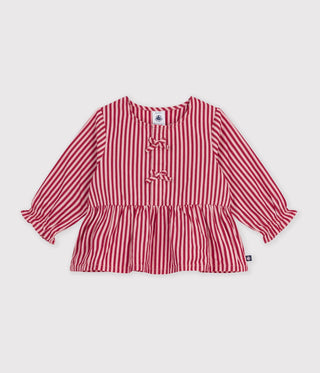 Babies' Long-Sleeved Stripy Cotton Blouse