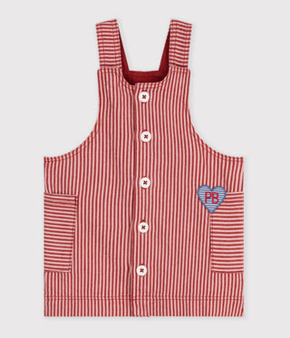 Babies' Sleeveless Stripy Cotton Dress with a Heart Badge