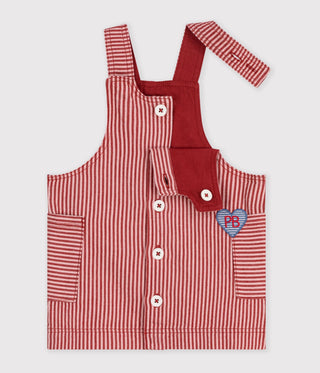 Babies' Sleeveless Stripy Cotton Dress with a Heart Badge