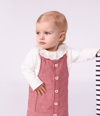 Babies' Sleeveless Stripy Cotton Dress with a Heart Badge