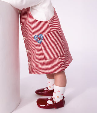 Babies' Sleeveless Stripy Cotton Dress with a Heart Badge