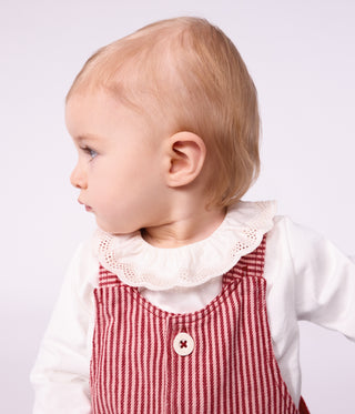 Babies' Sleeveless Stripy Cotton Dress with a Heart Badge