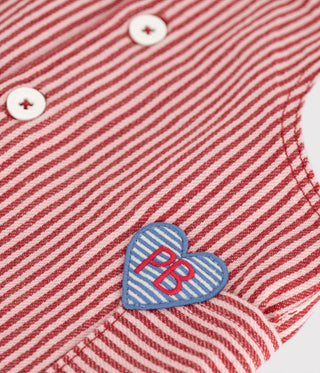 Babies' Sleeveless Stripy Cotton Dress with a Heart Badge