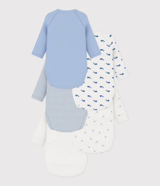 Babies' Long-Sleeved Printed Cotton Wrapover Bodysuits - 5-Pack
