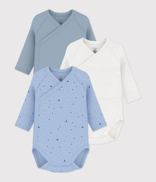 Babies' Long-Sleeved Printed Cotton Wrapover Bodysuits - 5-Pack