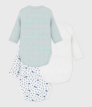 Babies' Long-Sleeved Printed Cotton Wrapover Bodysuits - 3-Pack