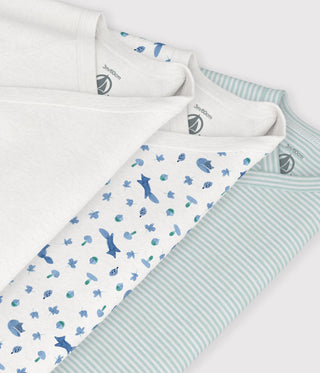 Babies' Long-Sleeved Printed Cotton Wrapover Bodysuits - 3-Pack