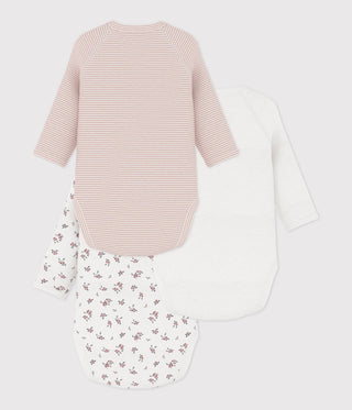 Babies' Long-Sleeved Printed Cotton Wrapover Bodysuits - 3-Pack