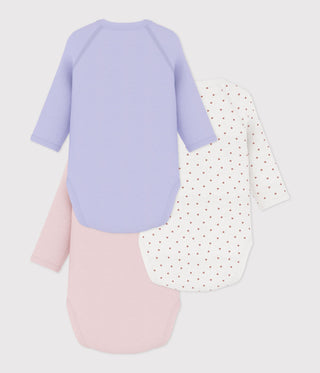 Babies' Long-Sleeved Printed Cotton Wrapover Bodysuits - 3-Pack