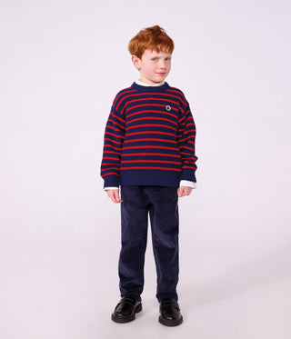Children's Stripy Jumper in Wool and Cotton