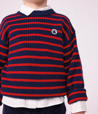 Children's Stripy Jumper in Wool and Cotton