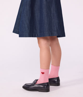 Girls' Heart-Pattern Cotton Socks - 3-Pack