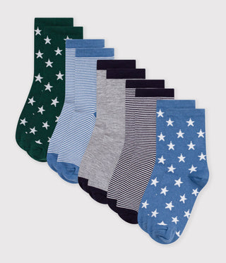 Boys' Cotton Socks Printed with Stars and Stripes - 5-Pack