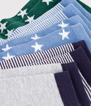 Boys' Cotton Socks Printed with Stars and Stripes - 5-Pack