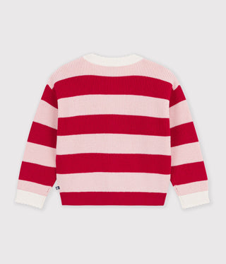 Girls' Stripy Wool and Cotton Cardigan