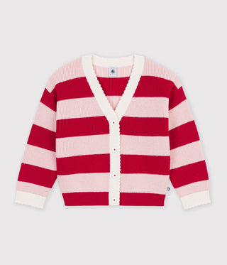 Girls' Stripy Wool and Cotton Cardigan