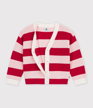 Girls' Stripy Wool and Cotton Cardigan