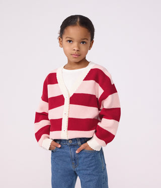Girls' Stripy Wool and Cotton Cardigan