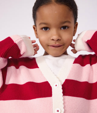 Girls' Stripy Wool and Cotton Cardigan
