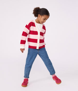 Girls' Stripy Wool and Cotton Cardigan